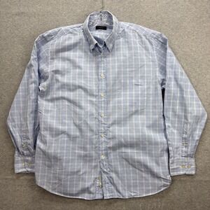 Canali Sportswear Shirt Mens XL Blue White Check Dress Long Sleeve Button Down